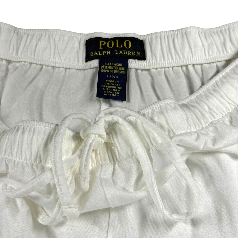 NWOT Polo Ralph Lauren Mens Pajama Lounge Pants Size Large L White Cotton‎